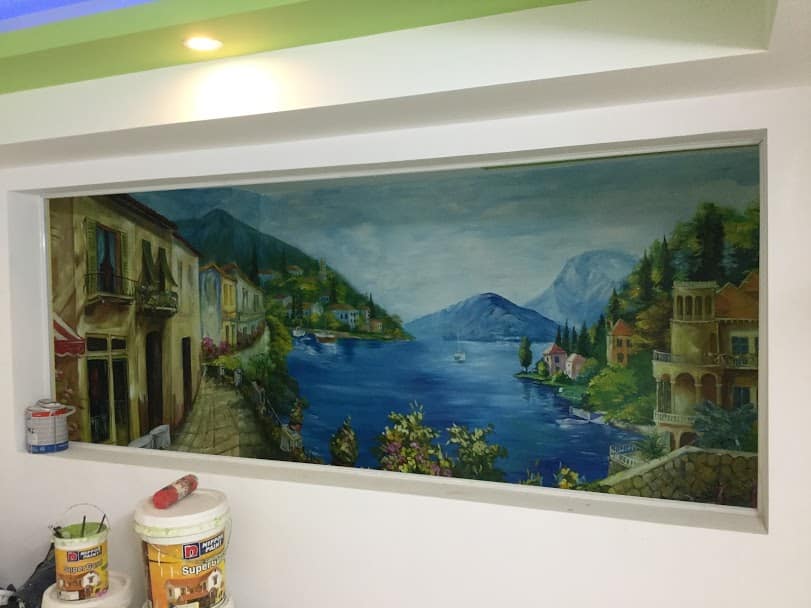 tranh vẽ tường phòng ăn sơn Acrylic